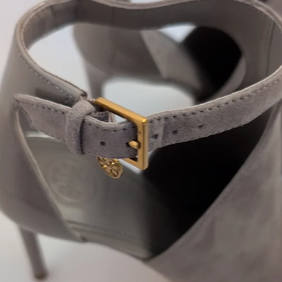 Tory Burch Gray Suede Ashton Bootie Heel Shoes size 5M - Picture 7 of 15